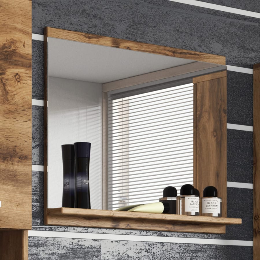 Ensemble meubles salle de bain suspendu XL - Bois effet vieilli LESTER